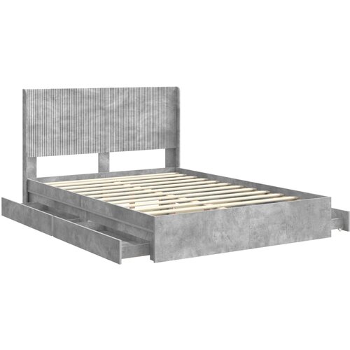  Krevetna konstrukcija s pohranom i uzglavljem Betonska siva 150 x 200 cm Slike