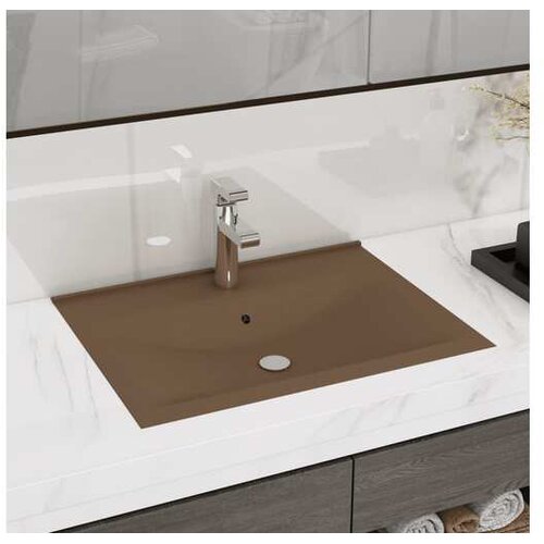  Razkošen umivalnik z luknjo mat krem 60x46 cm keramičen Cene