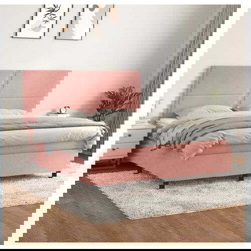 VidaXL Box spring postelja z vzmetnico roza 180x200 cm žamet Slike