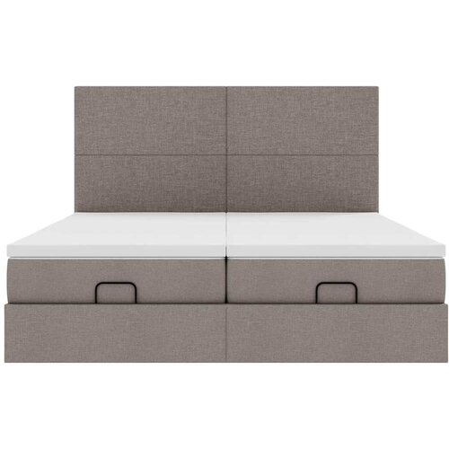  Ottoman krevet s madracima i LED diodama boje taupe 160x200 cm, tkanina Slike