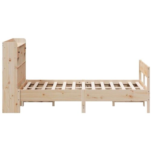 VidaXL Krevet s regalom za knjige bez madraca 135x190 cm od borovine Slike