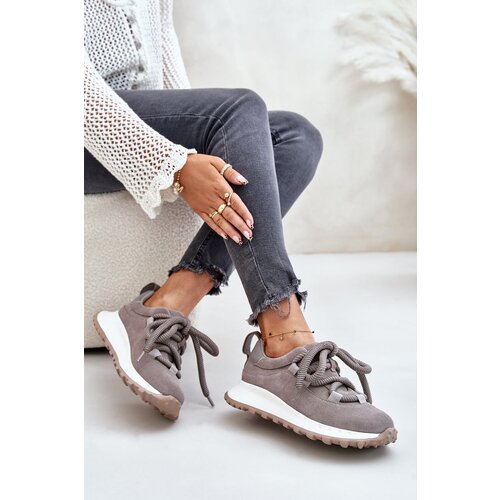 Kesi Suede women&amp;#039;s sneakers with chunky lacing Artiker grey Slike
