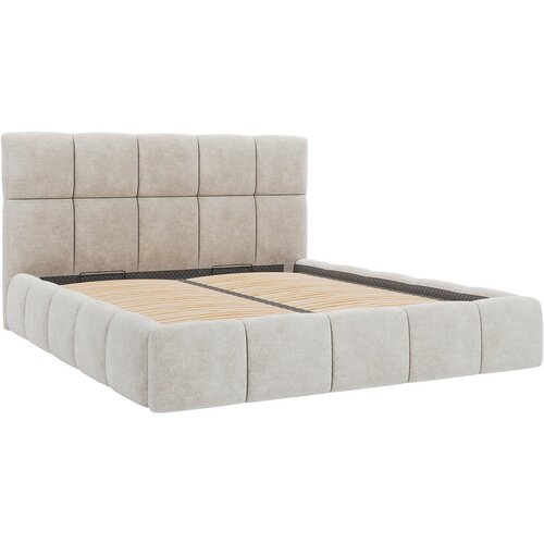 MID.YOU OBLAZINJENA POSTELJA 180 cm x 200 cm , les, tekstil, leseni material bež Slike