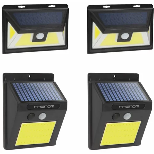 Phenom Solarni LED komplet - 2x stenska solarna svetilka 5W 300lm + 2x 3W 120lm IP65 s senzorjem gibanja in mraka 3 načini delovanja