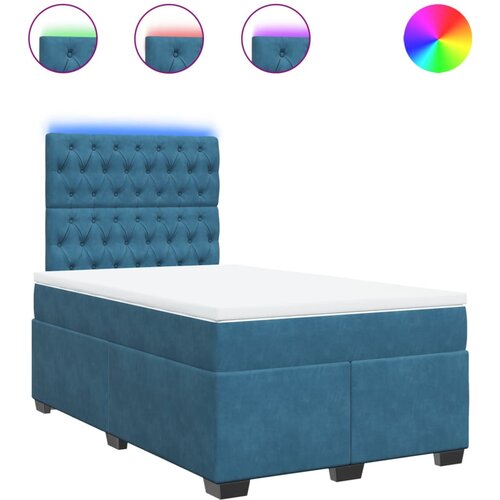 vidaXL Box spring postelja z vzmetnico modra 120x190 cm žamet, (21305140) Cene