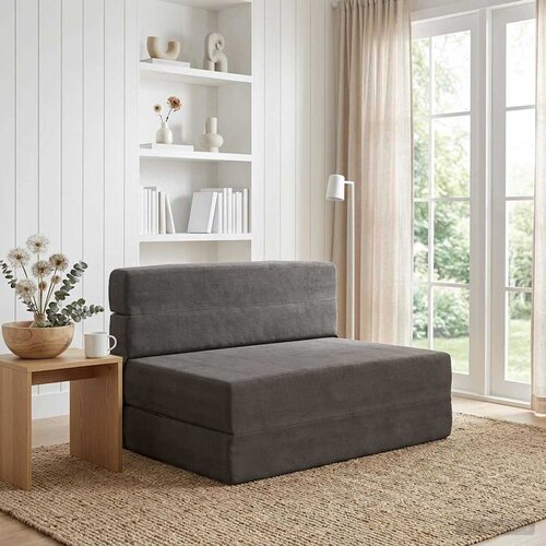 SOFA na razvlačenje Tamnosiva 100 x 80 x 60 cm Tkanina Cijene