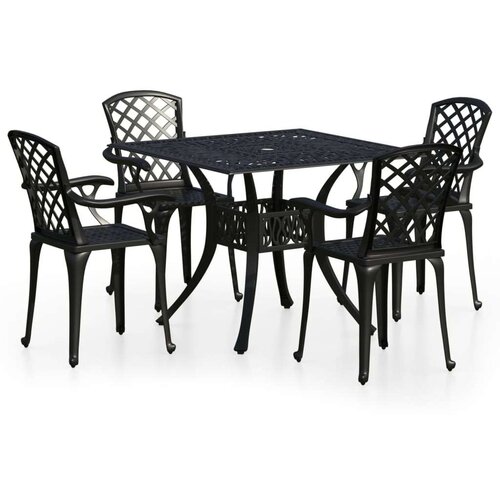 VidaXL 5-dijelni bistro set od lijevanog aluminija crni Slike