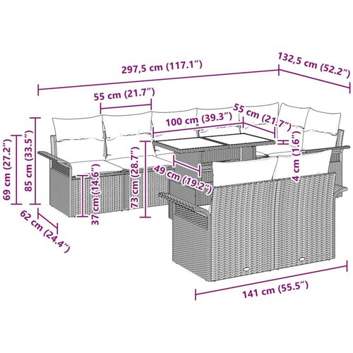  9-dijelni set gredskih sofa s jastučićima Crni Poli Ratan Slike