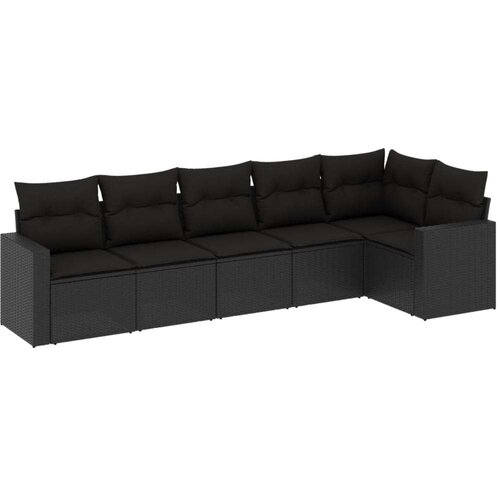 VidaXL 6-dijelni set vrtnih sofa s jastucima crni od poliratana Slike