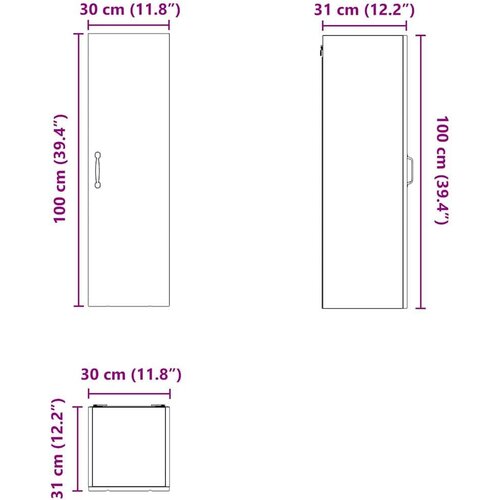 VidaXL zidni kuhinjski ormarić zidne umjetnički hrast 30 x 31 x 100 cm Slike