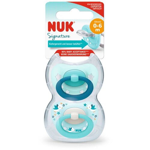 Nuk tolažilna duda - silikon Signature (0-6 m), 2 kosa Multicolor Slike
