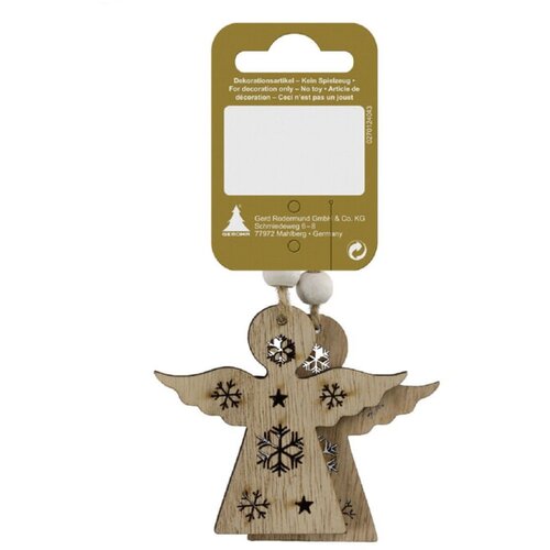 Okrasek za božično drevo (angelček, 6,5 cm, les, natur, 2 kosa) Cene