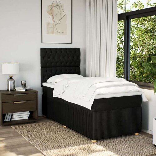 VidaXL box spring krevet s madracem crni 80 x 200 cm od tkanine Slike