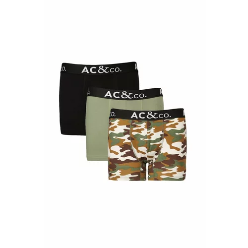 AC&Co / Altınyıldız Classics Men's Black and Khaki 3-Pack Stretchy Patterned Cotton Boxer