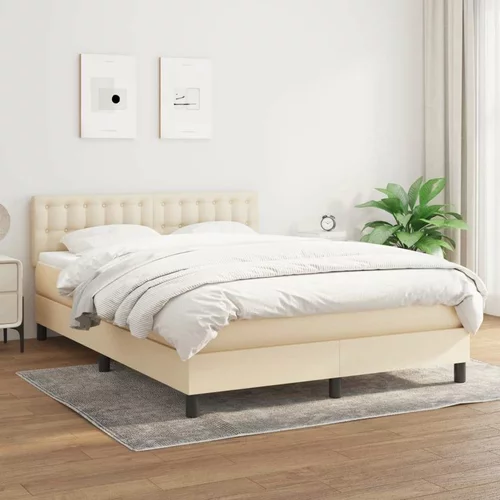  Box spring postelja z vzmetnico krem 140x200 cm blago, (20895835)