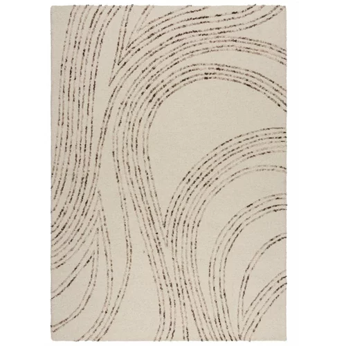 Flair Rugs Rjava/kremno bela volnena preproga 120x170 cm Abstract Swirl –