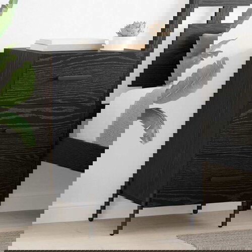 vidaXL Nočna omarica Črni hrast 40 x 40 x 66 cm Konstruiran les Cene