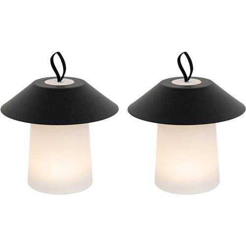QAZQA Set van 2 tafellampen zwart incl. LED 3-staps dimbaar oplaadbaar - Ivan Slike