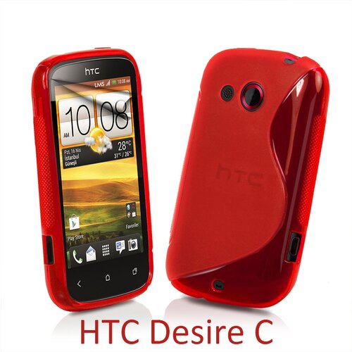  Gumijasti / gel etui S-Line za HTC Desire C - rdeči Cene