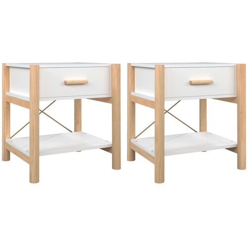 Maison Chic Dvo delni komplet Nočne omarice - Nočne mize bela 42x38x45 cm inženirski les, (21688222) Slike