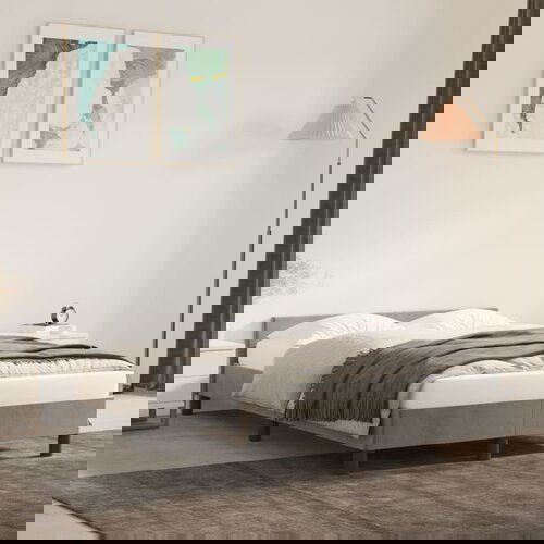 VidaXL Okvir za krevet s uzglavljem svjetlosivi 120x200 cm bar&amp;scaron;unasti Slike