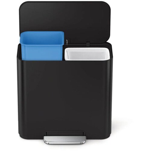 Simplehuman Mat črn jeklen ko&amp;scaron; za smeti za ločevanje odpadkov/s pedalom 15 l Dual Mini &amp;ndash; Slike