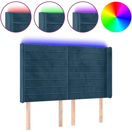  LED uzglavlje tamnoplavo 147x16x118/128 cm bar&amp;scaron;unasto Slike