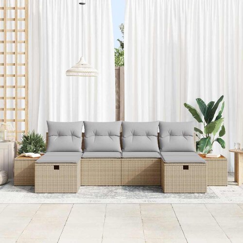  Sjedeća garnitura za vrt 6 kom. Bež poliratan 55 x 62 x 69 cm Slike