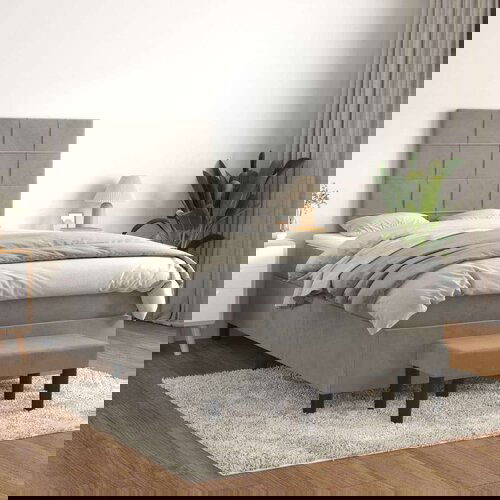 Box spring postelja z vzmetnico svetlo siva 120x200 cm žamet, (20790979) Slike