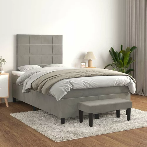 Box spring postelja z vzmetnico svetlo siva 120x200 cm žamet, (20790979)