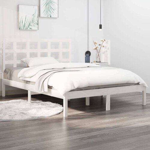  Posteljni okvir bel iz trdnega lesa 200x200 cm, (20646788) Slike