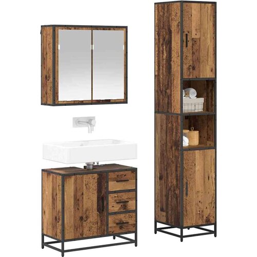  Set namje&amp;scaron;taja za kupaonicu 3 pcs Staro drvo 65 x 33 x 60 cm Slike