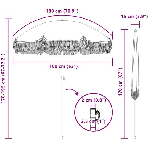  Suncobran za plažu Siva i bijela 160 x 160 x 196 cm Slike