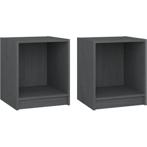  Noćni ormarići 2 kom sivi 35,5 x 33,5 x 41,5 cm od borovine Slike