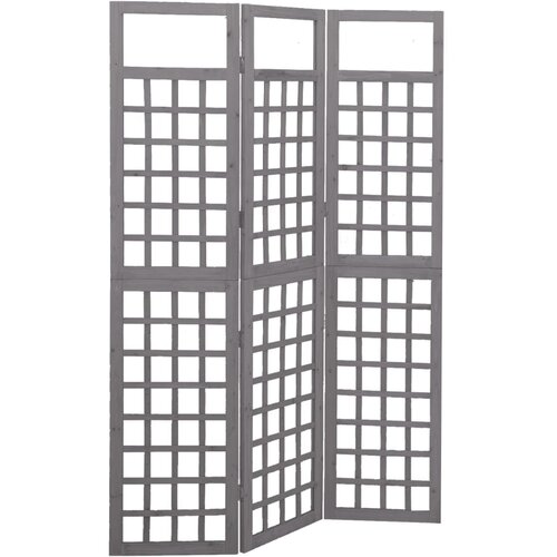 vidaXL Sobna pregrada / rešetka s 3 panela od jelovine siva 121x180cm Cijene