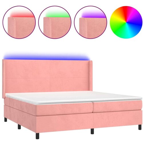  Box spring s madracem LED ružičasti 200x200cm bar&amp;scaron;unasti Slike
