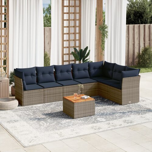 vidaXL 8-dijelni set vrtnih sofa od poliratana s jastucima sivi Cijene
