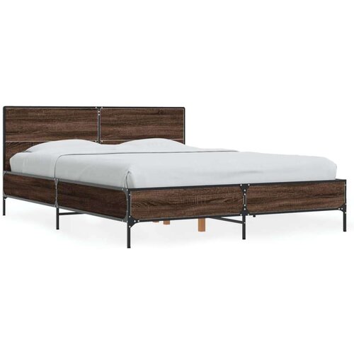  Okvir kreveta smeđi hrast 140x200cm konstruirano drvo i metal Slike