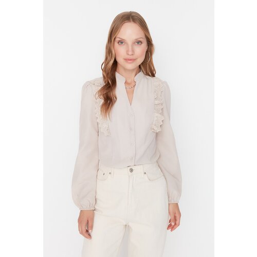 Trendyol Beige Embroidered Detailed Shirt Cene