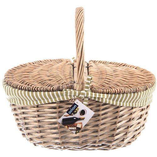 Orion 730565 zaprta pletena piknik ko&amp;scaron;ara iz naravnega pru&amp;scaron;ča 42 &amp;times; 32 &amp;times; 35 Slike