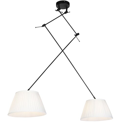 QAZQA Viseča svetilka s plisiranimi odtenki smetana 35 cm - Blitz II črna Cene