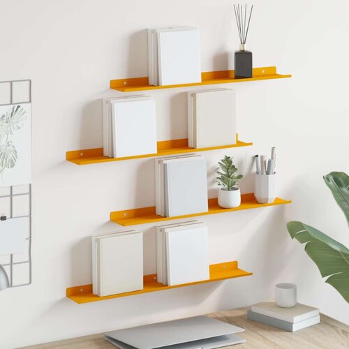  Polica na zidu s policom Zidne 4 pcs Žuta 60 x 9 x 2 5 cm - žuta boja senfa 60 x 9 cm 4 Cijene