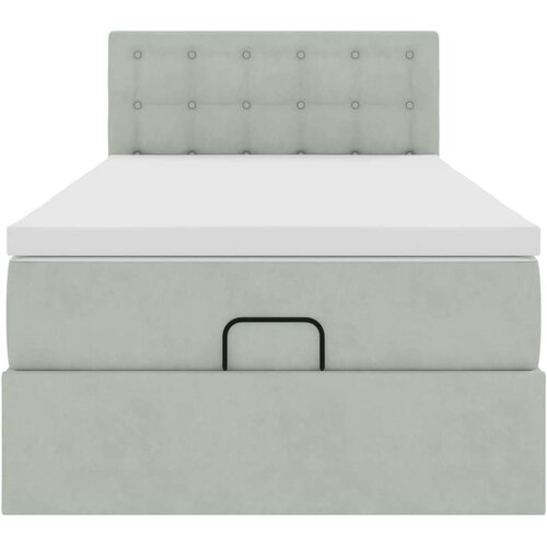 VidaXL okvir kreveta s madraca svijetlosivi 90x200cm bar&amp;scaron;unasti Slike