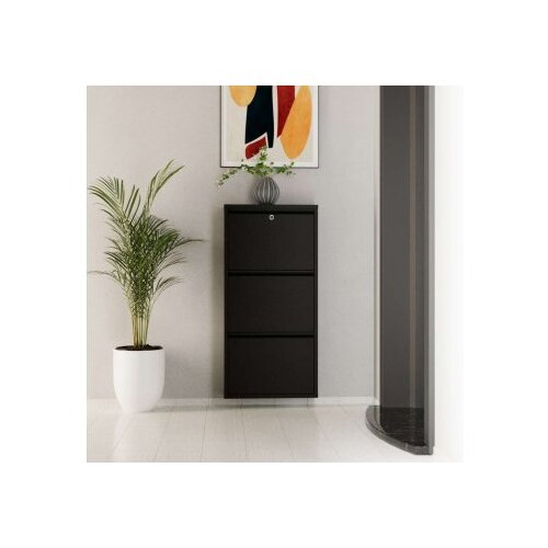 Hanah home Ormar za cipele Locking 3 Piece Metal Black Cene