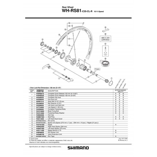  ŽICA SHIMANO WHRS81C35CLR RIGHT 294MM Y49NS2000 SHIMANO Slike