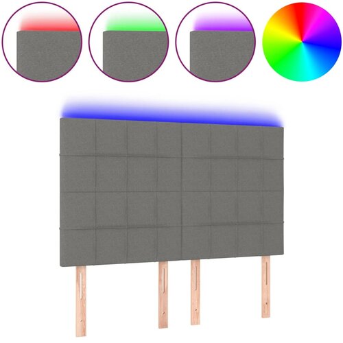 Maison Chic led posteljno vzglavje - vzglavna omarica - nočna omarica temno sivo 144x5x118/128 cm blago, (21710571) Slike