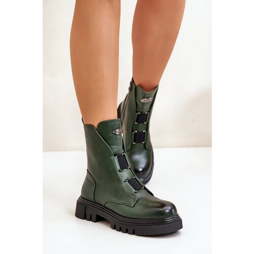 Kesi Women&amp;#039;s insulated ankle boots with zipper eco leather green mailyra Slike