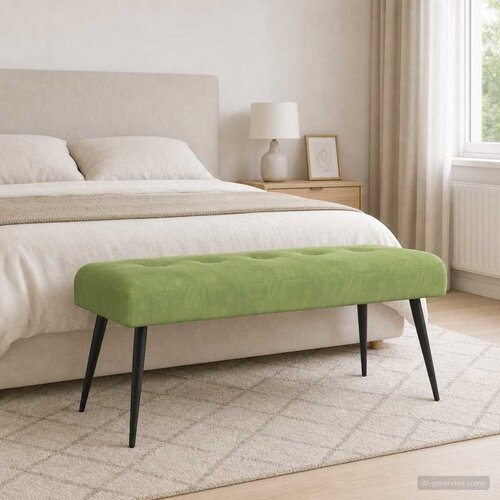  Klupa s gumbastim tkanjem Svijetlo zelena 110 x 40 x 46 cm Slike