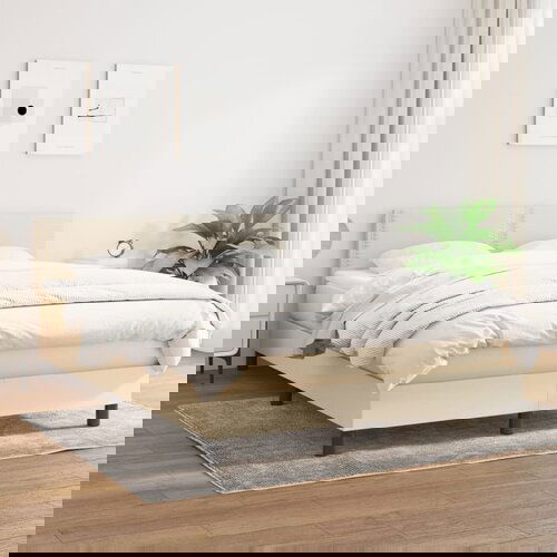 vidaXL Krevet s oprugama i madracem krem 140x200 cm od tkanine Cijene