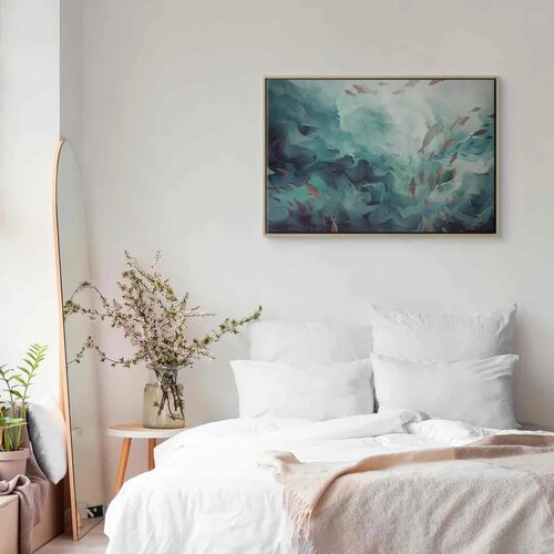  Slika - Fish in the ocean 120x80 U prirodnom drvenom okviru Slike